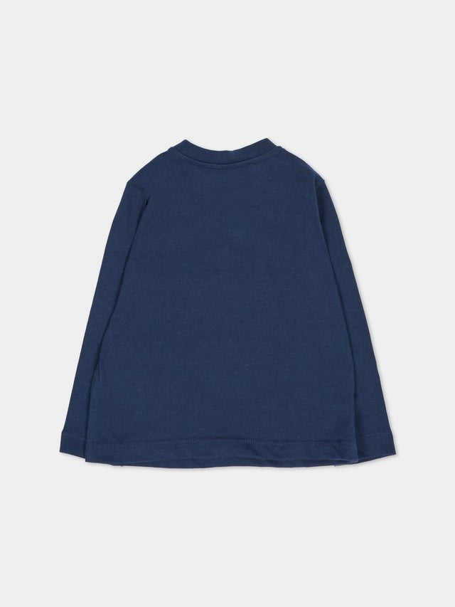 t-shirt con logo in contrasto F6MSUNTH344 MS032 BLUE BLACK MSGM KIDS 
