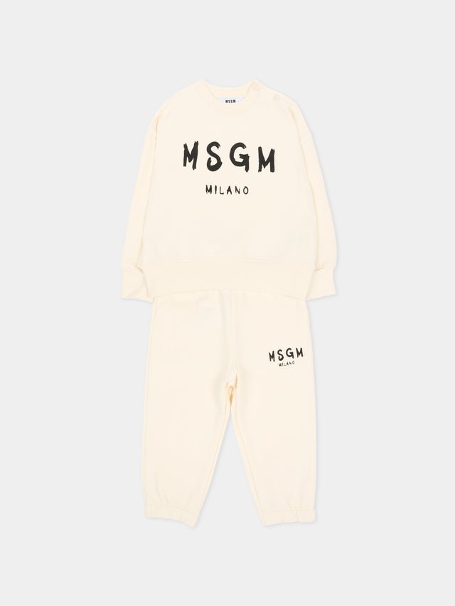 tuta neonato con logo F6MSUNTP347 013 CREAM MSGM KIDS 