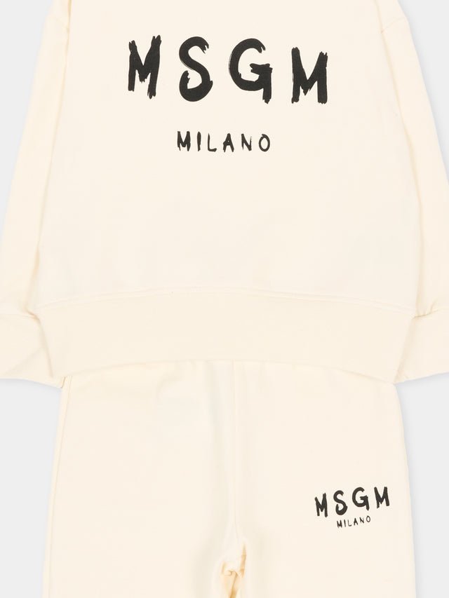 tuta neonato con logo F6MSUNTP347 013 CREAM MSGM KIDS 