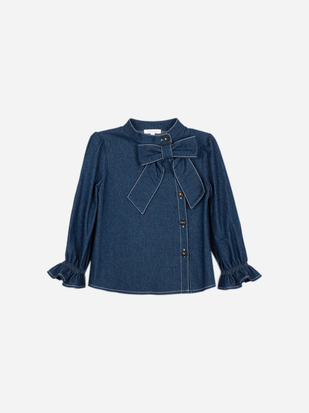 camicia in denim con fiocco BL4333424 756 BLUE DENIM PATACHOU 