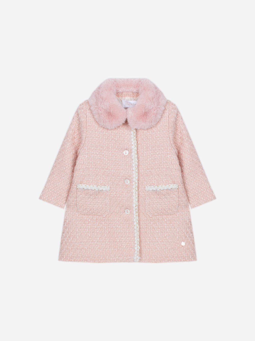 cappotto con collo ecopelliccia CA4333220 883 PALE PINK PATACHOU 