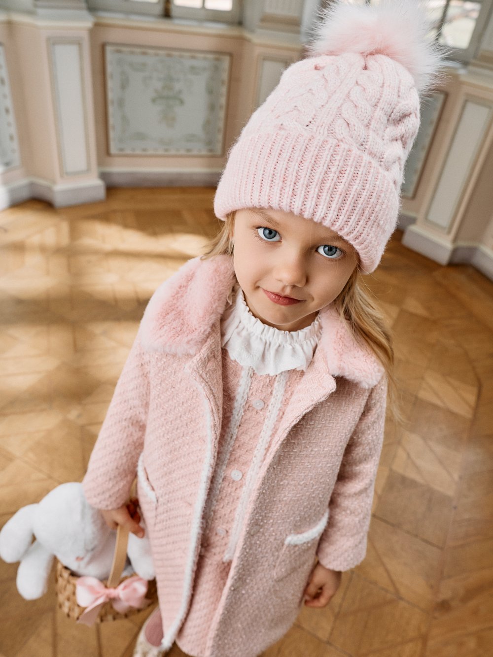 cappotto con collo ecopelliccia CA4333220 883 PALE PINK PATACHOU 
