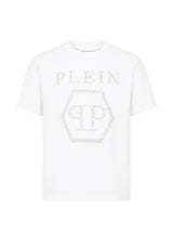 PHILIPP PLEIN t-shirt logo strass Bianco