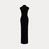 LAUREN RALPH LAUREN abito collo alto in velluto Nero