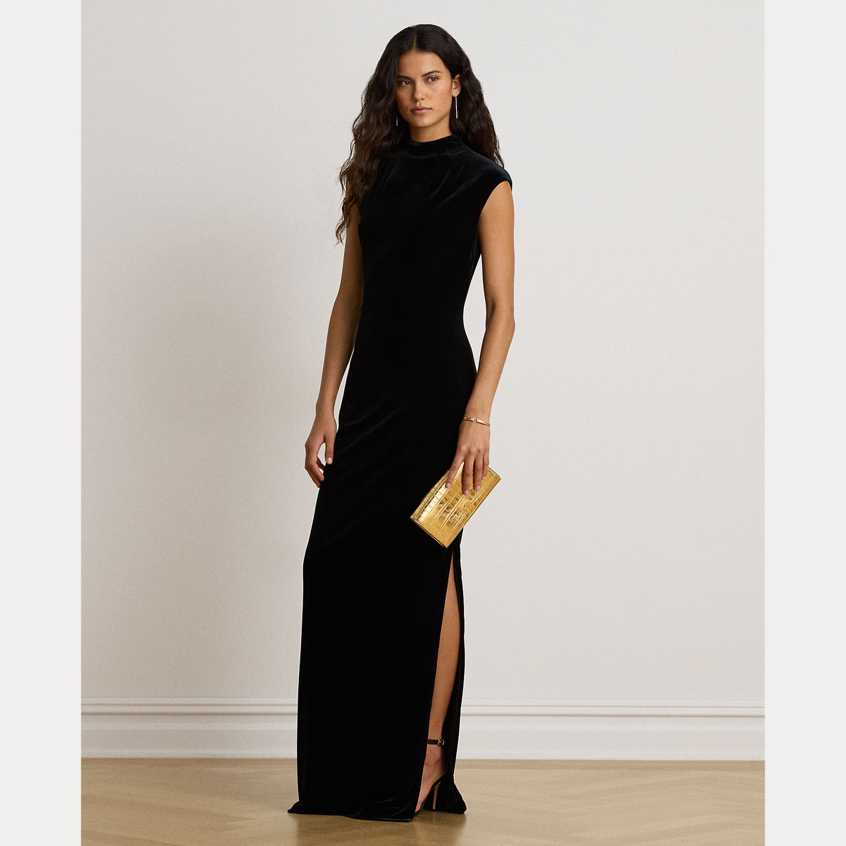 abito collo alto in velluto 253-B27584 001 LAUREN RALPH LAUREN 