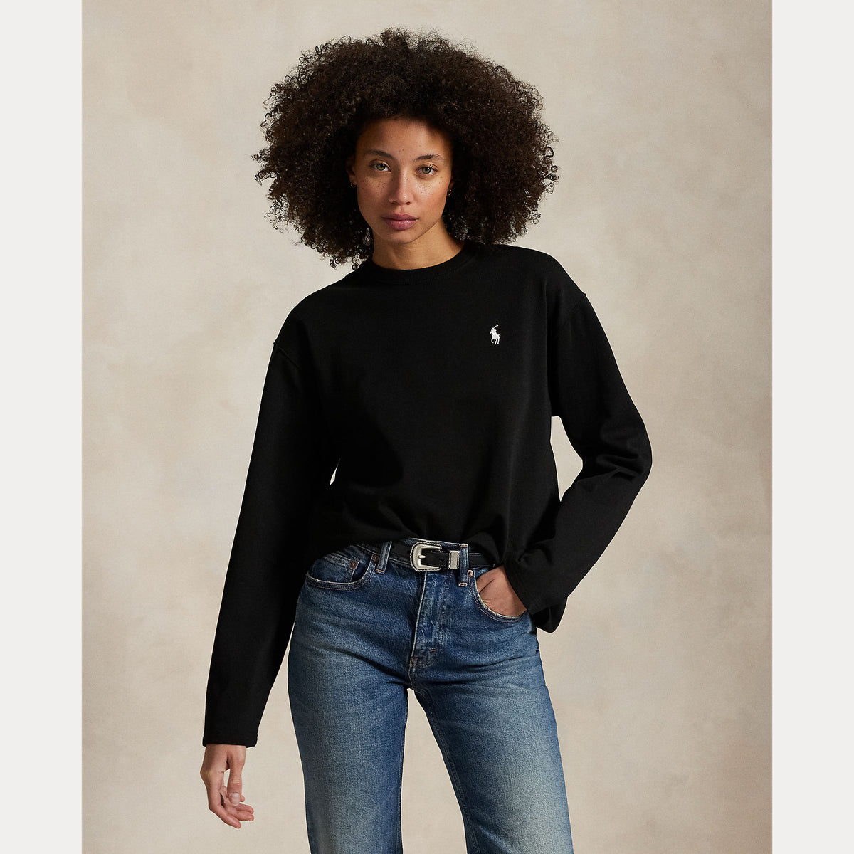t-shirt con logo maniche lunghe 211-967105 002 RALPH LAUREN POLO 