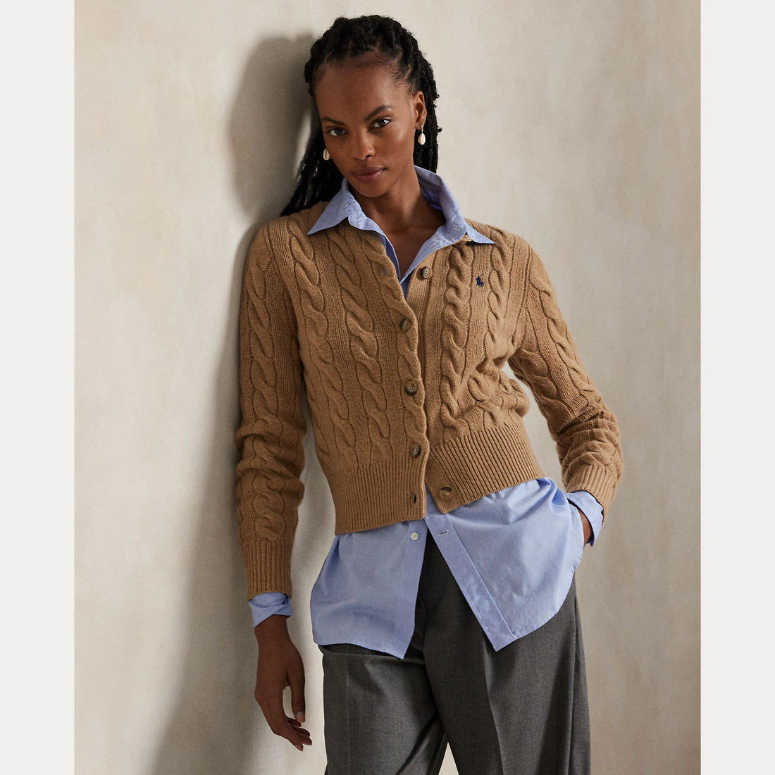 cardigan a trecce in lana e cashmere 211-972104 001 RALPH LAUREN POLO 