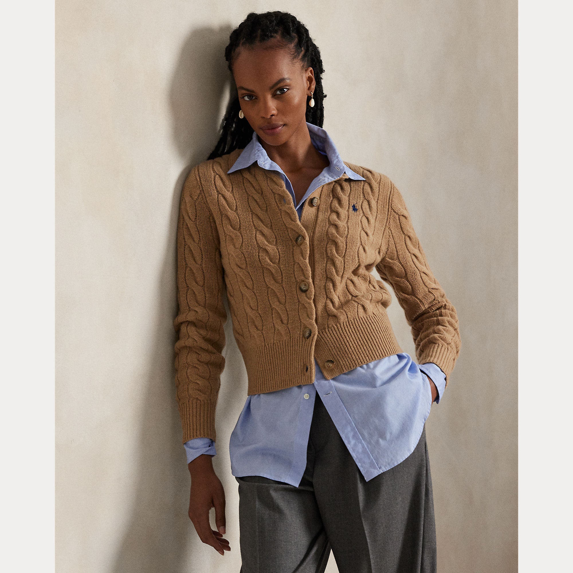 cardigan a trecce in lana e cashmere 211-972104 001 RALPH LAUREN POLO 