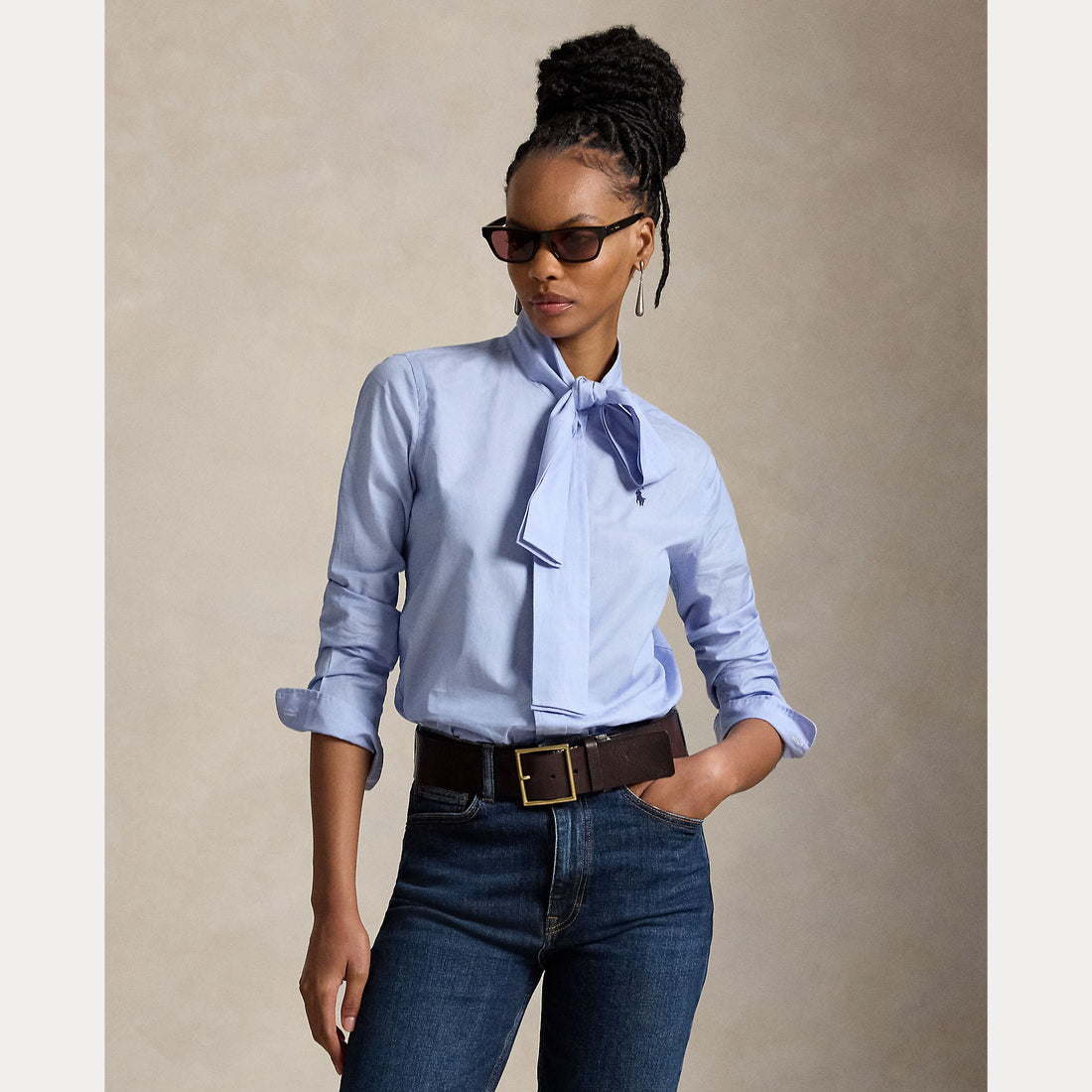 camicia con lacci al collo 211-B17147 001 RALPH LAUREN POLO 