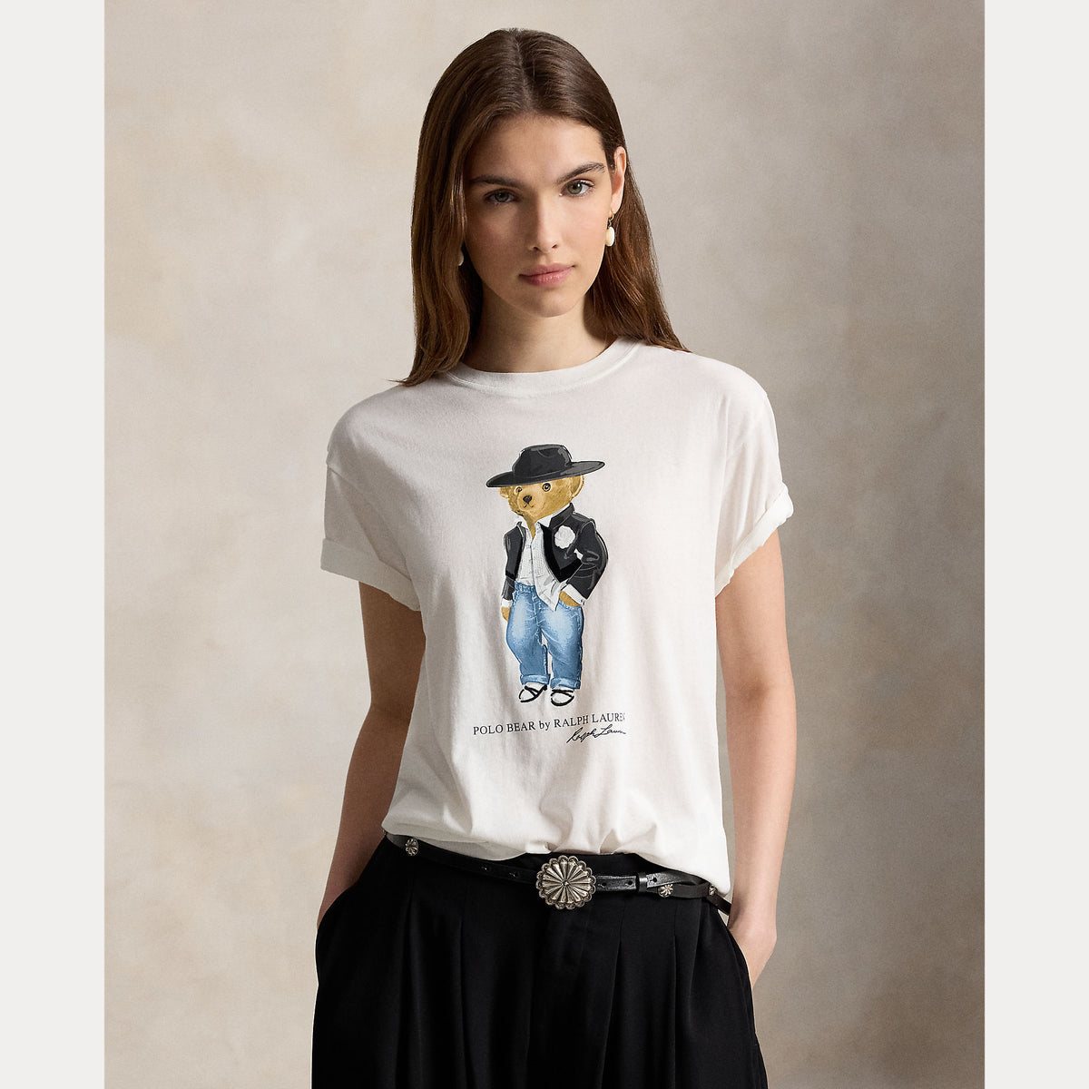 t-shirt con orsetto in contrasto 211-B23858 001 RALPH LAUREN POLO 