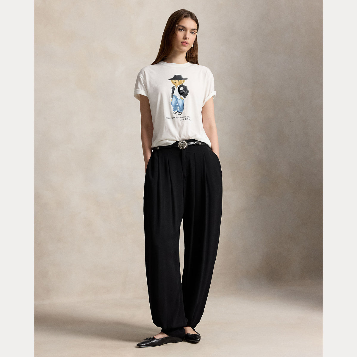 t-shirt con orsetto in contrasto 211-B23858 001 RALPH LAUREN POLO 