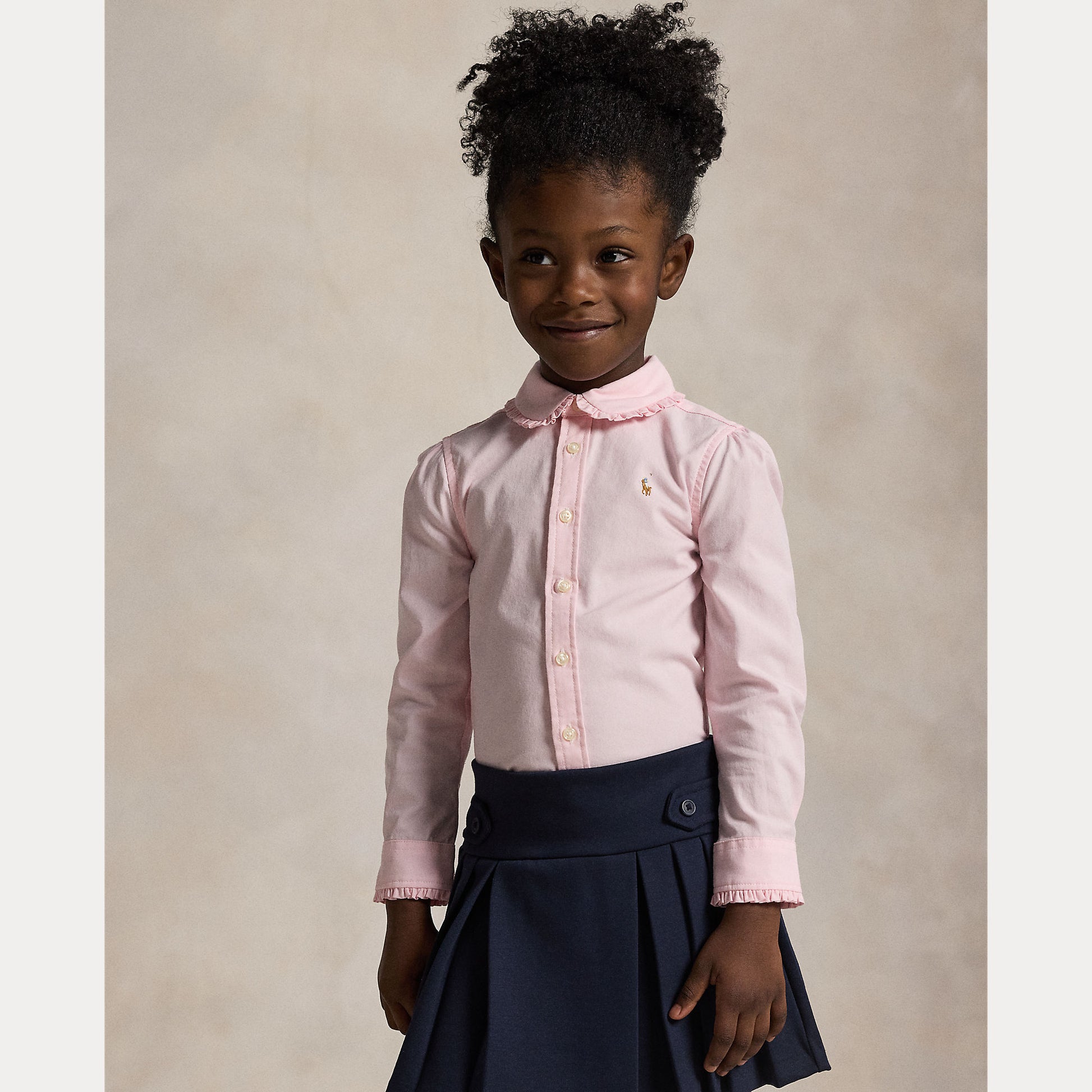 camicia oxford in cotone con balze 312-929954 002 RALPH LAUREN POLO 