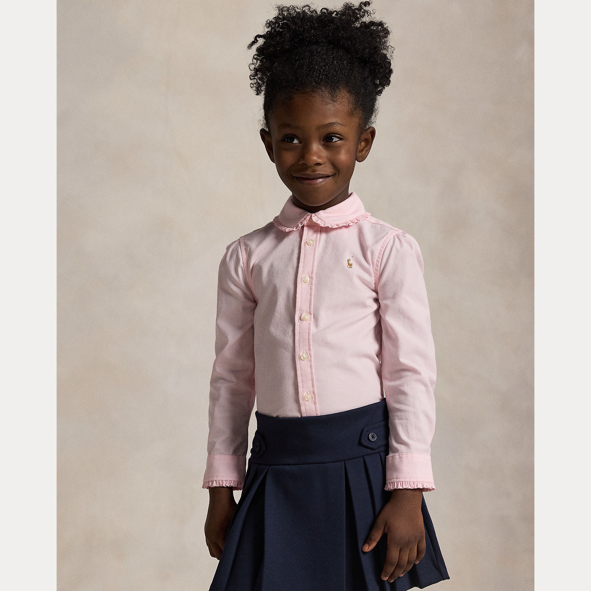 camicia oxford in cotone con balze 312-929954 002 RALPH LAUREN POLO 