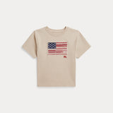 RALPH LAUREN POLO t-shirt con bandiera Beige