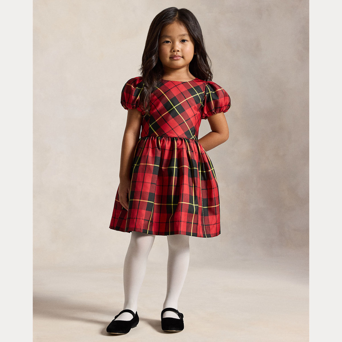abito a quadri con maniche a palloncino 312-B28392 001 RALPH LAUREN POLO 