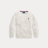 RALPH LAUREN POLO maglione a trecce con cavallino Neve