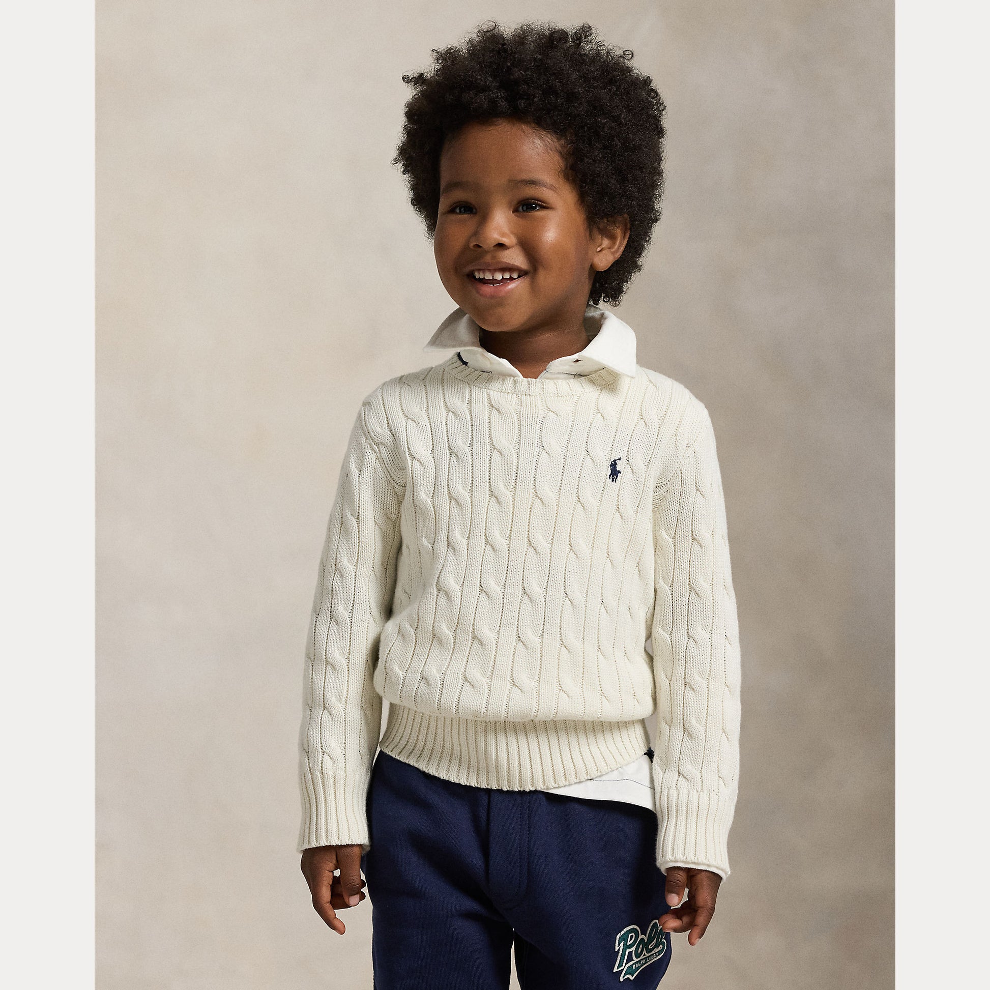 maglione a trecce con cavallino 322-702674 024 RALPH LAUREN POLO 