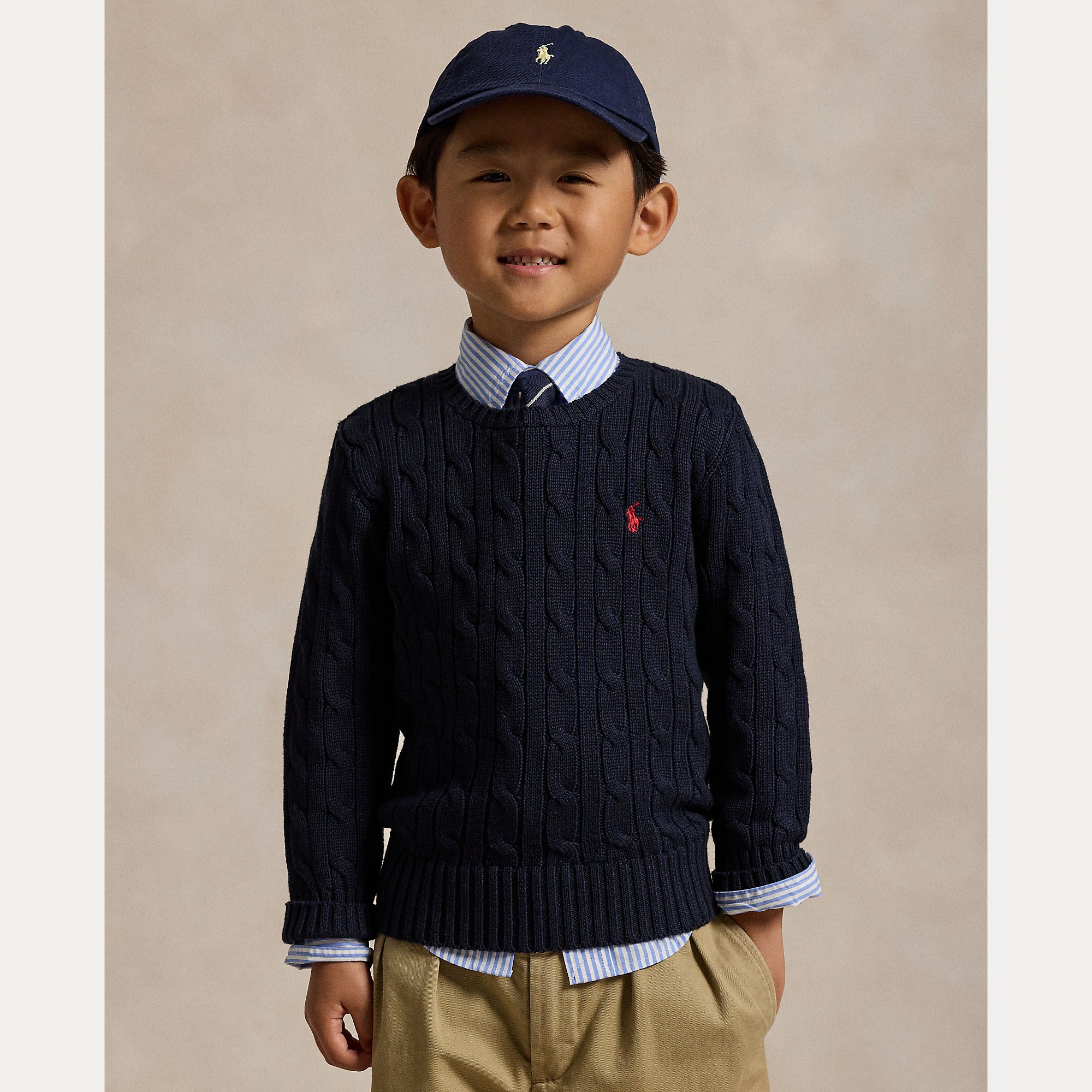 maglione a trecce con cavallino 322-702674 060 RALPH LAUREN POLO 