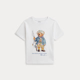 RALPH LAUREN POLO t-shirt bear pescatore Bianco