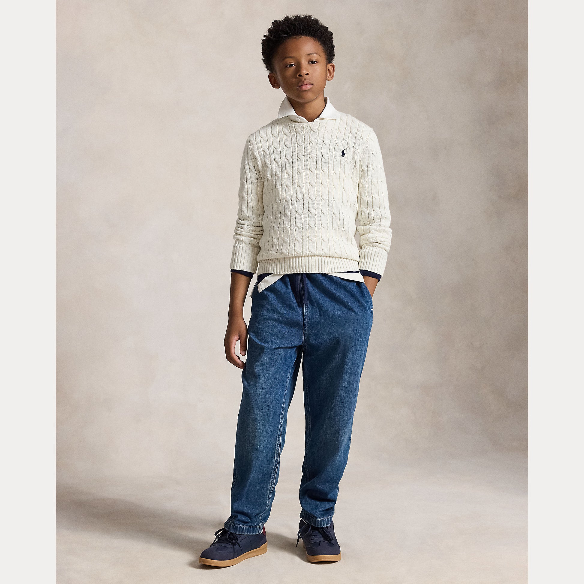 maglione bimbo in cotone a trecce 323-702674 024 RALPH LAUREN POLO 