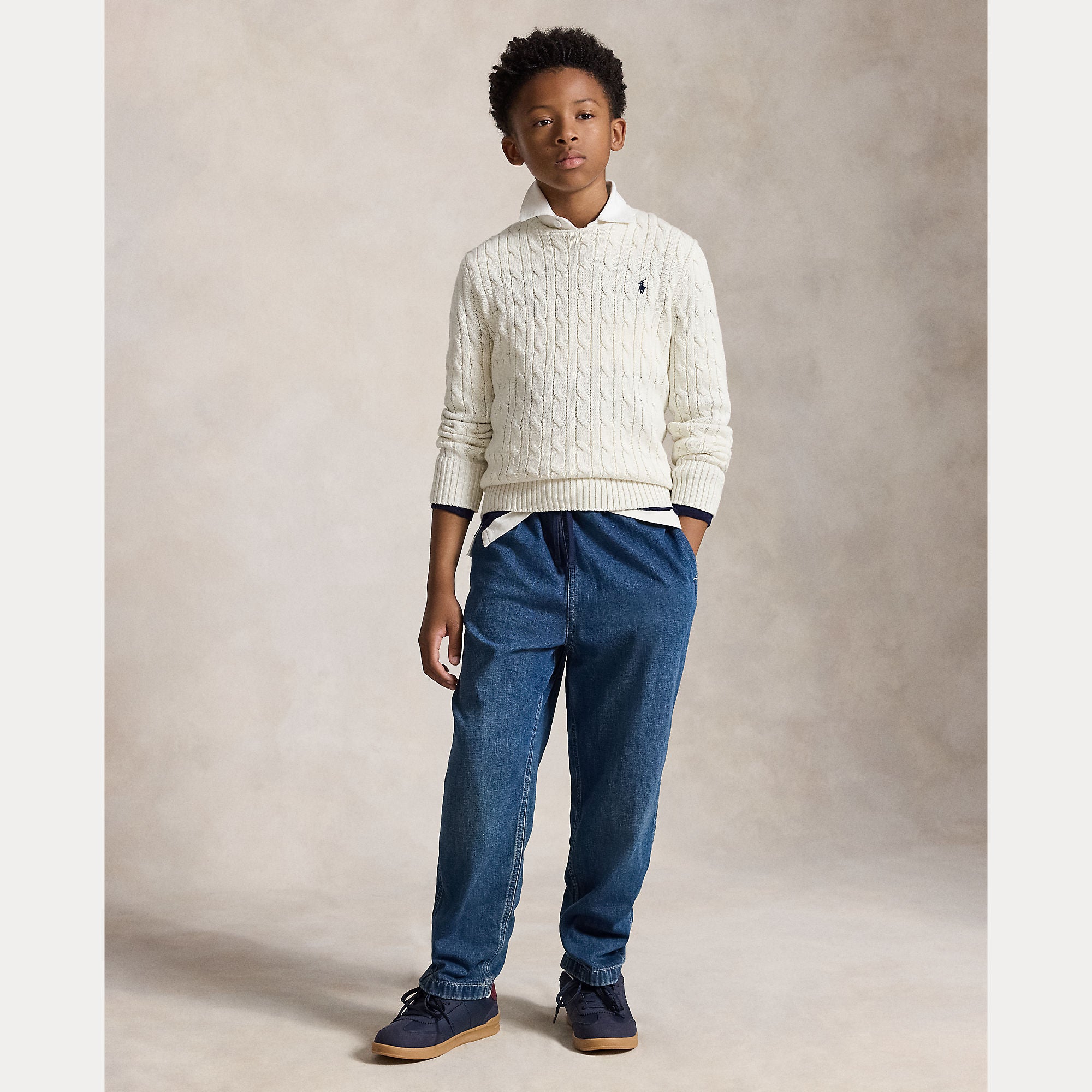maglione bimbo in cotone a trecce 323-702674 024 RALPH LAUREN POLO 