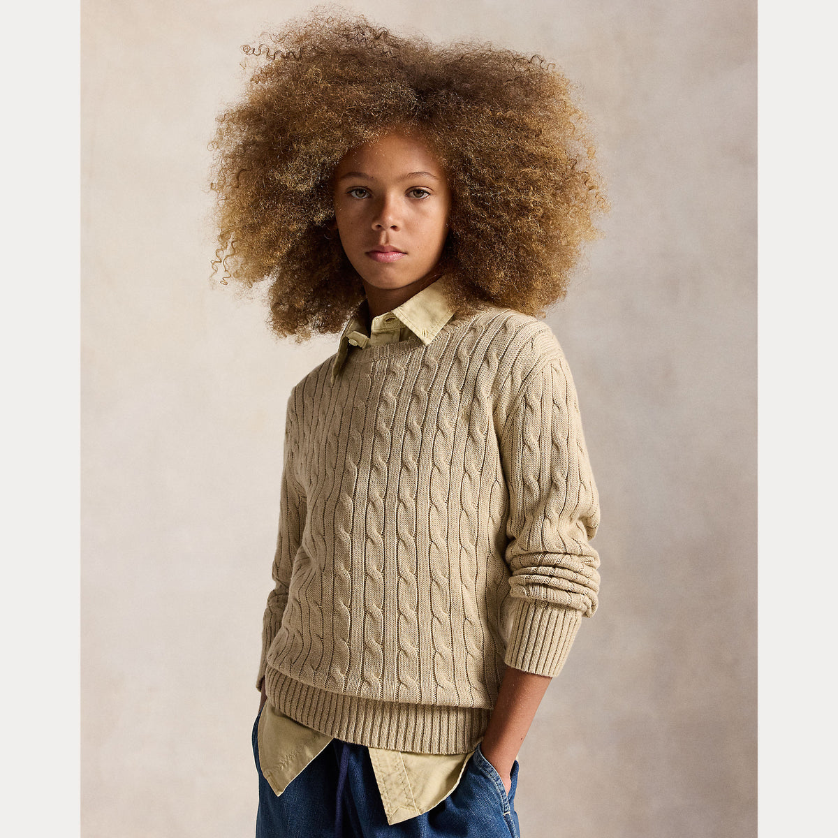 maglione bimbo in cotone a trecce 323-702674 513 RALPH LAUREN POLO 