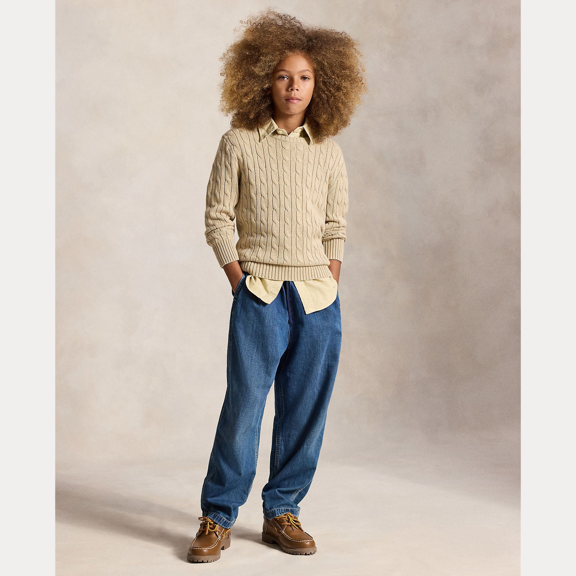 maglione bimbo in cotone a trecce 323-702674 513 RALPH LAUREN POLO 