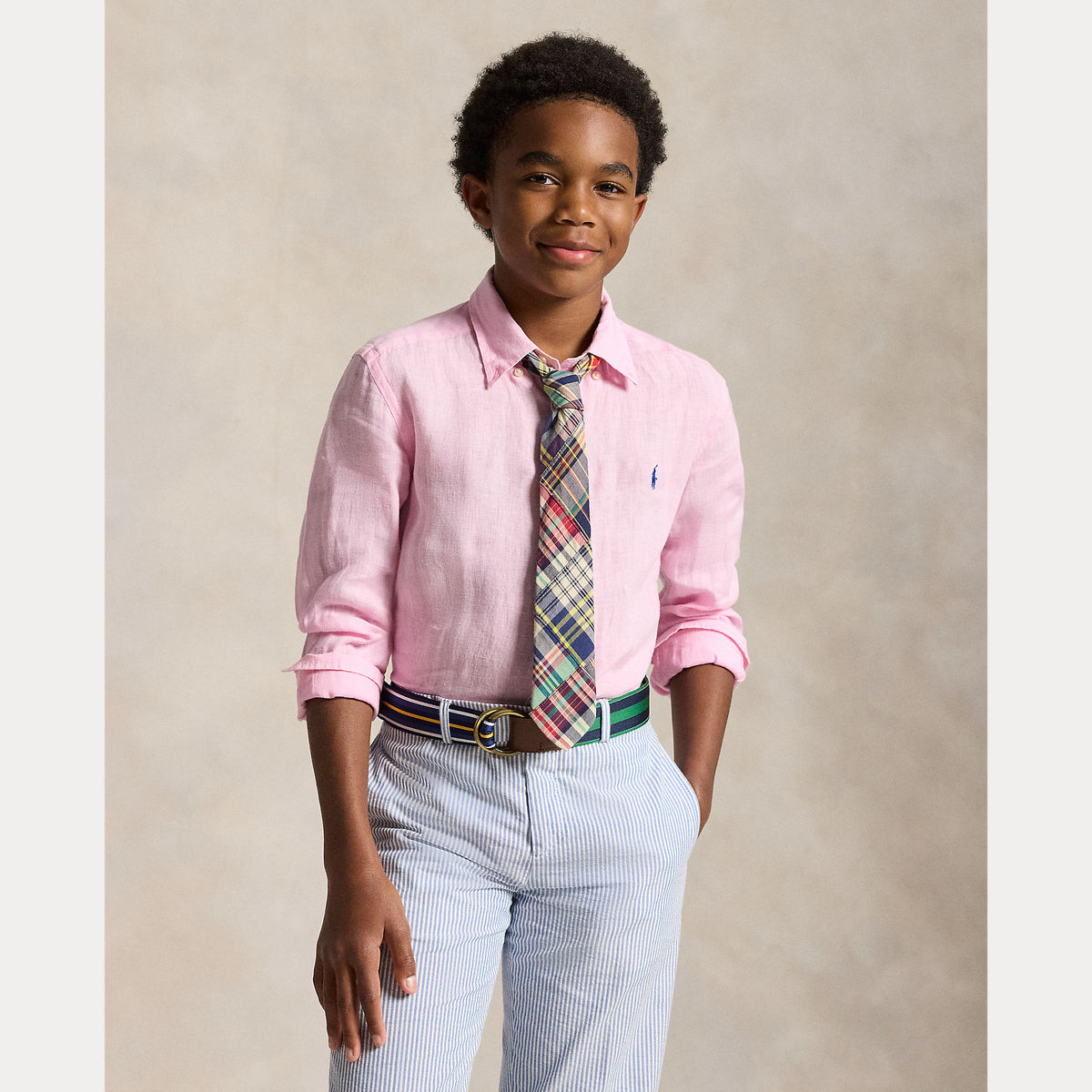camicia di lino bimbo 323-967600 002 RALPH LAUREN POLO 