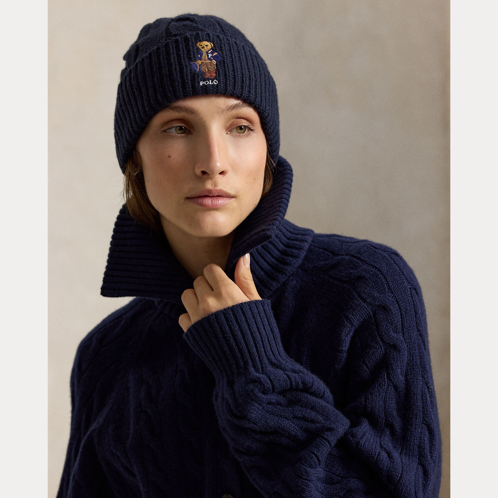 berretto polo bear in lana a trecce 455-P18118 001 RALPH LAUREN POLO 