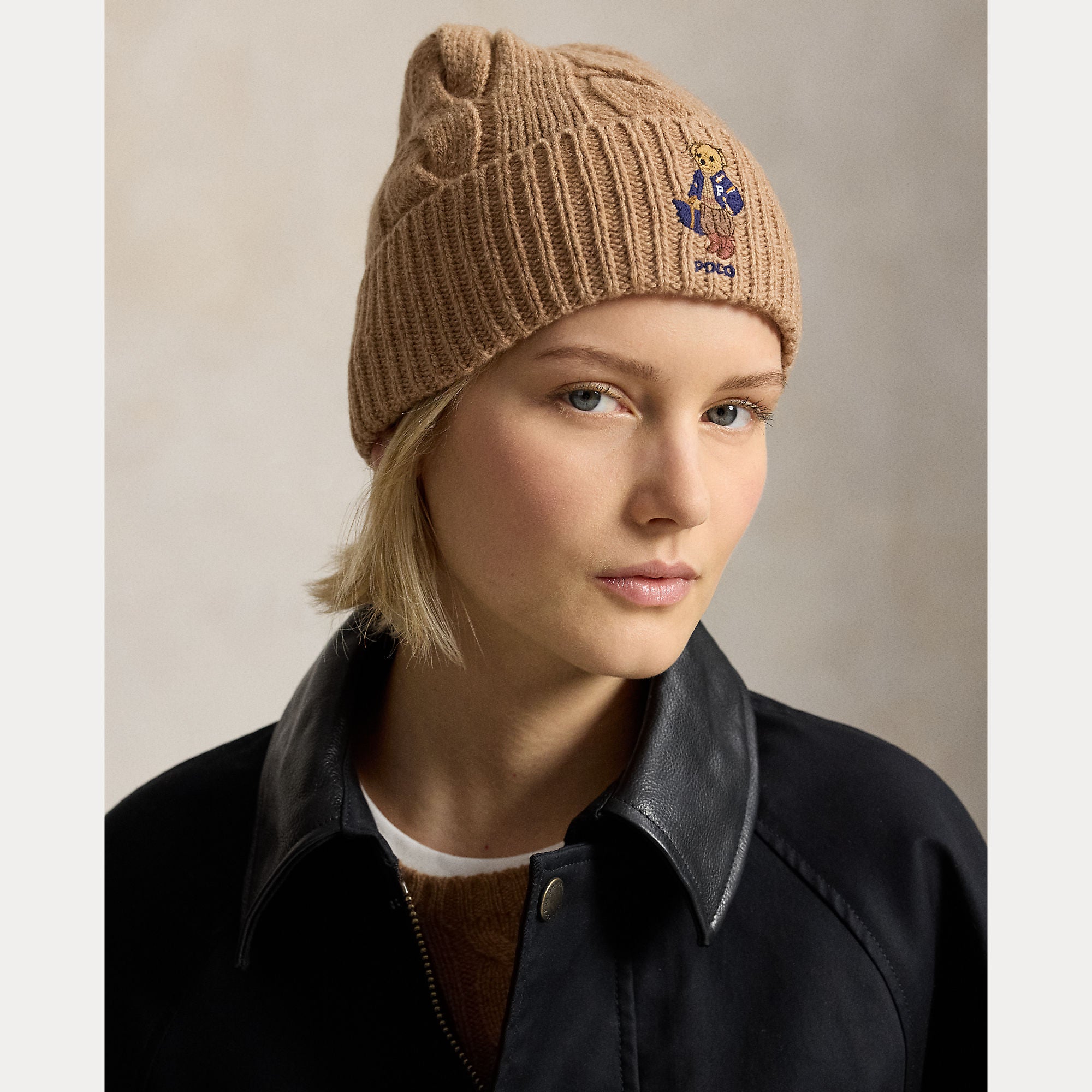 berretto polo bear in lana a trecce 455-P18118 002 RALPH LAUREN POLO 