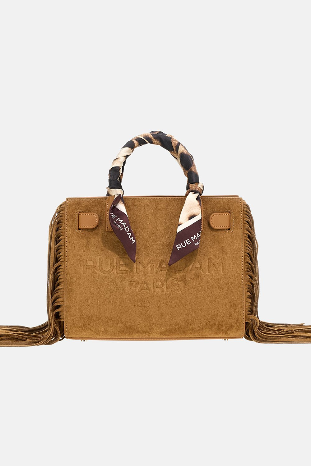 borsa canyon tote fringes CANYON MINI TOTE FRINGES SUEDE COGNAC RUE MADAM PARIS 