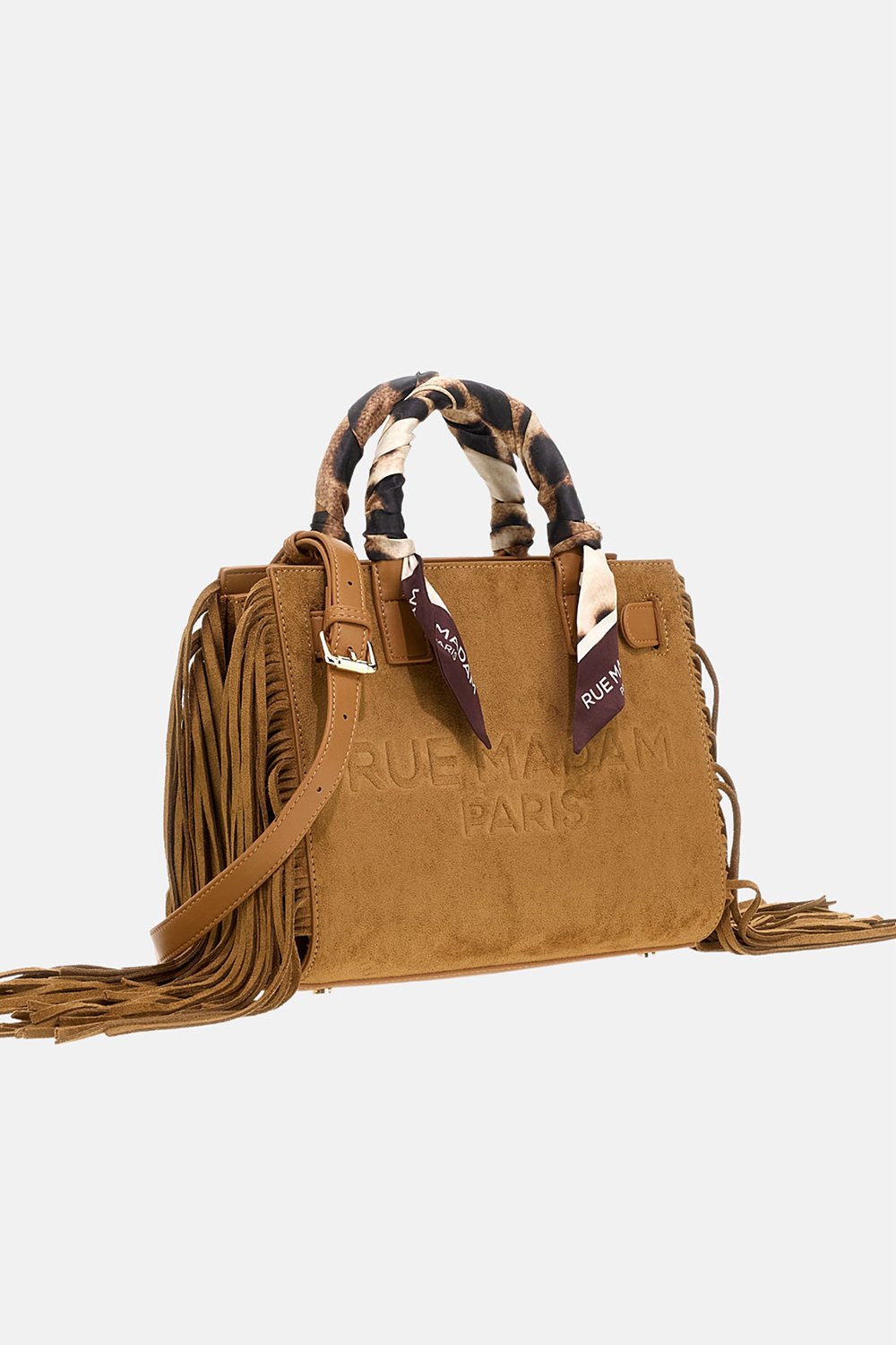 borsa canyon tote fringes CANYON MINI TOTE FRINGES SUEDE COGNAC RUE MADAM PARIS 