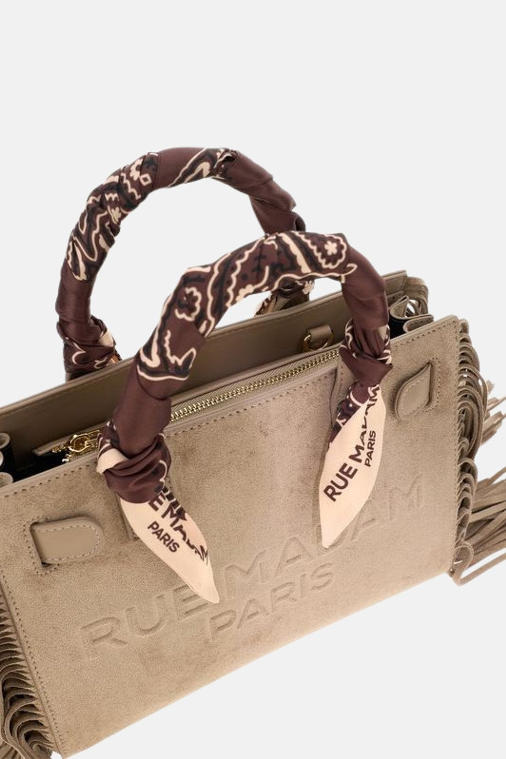 borsa canyon tote fringes CANYON MINI TOTE FRINGES SUEDE GREY RUE MADAM PARIS 
