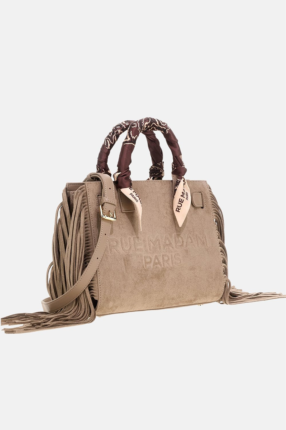borsa canyon tote fringes CANYON MINI TOTE FRINGES SUEDE GREY RUE MADAM PARIS 