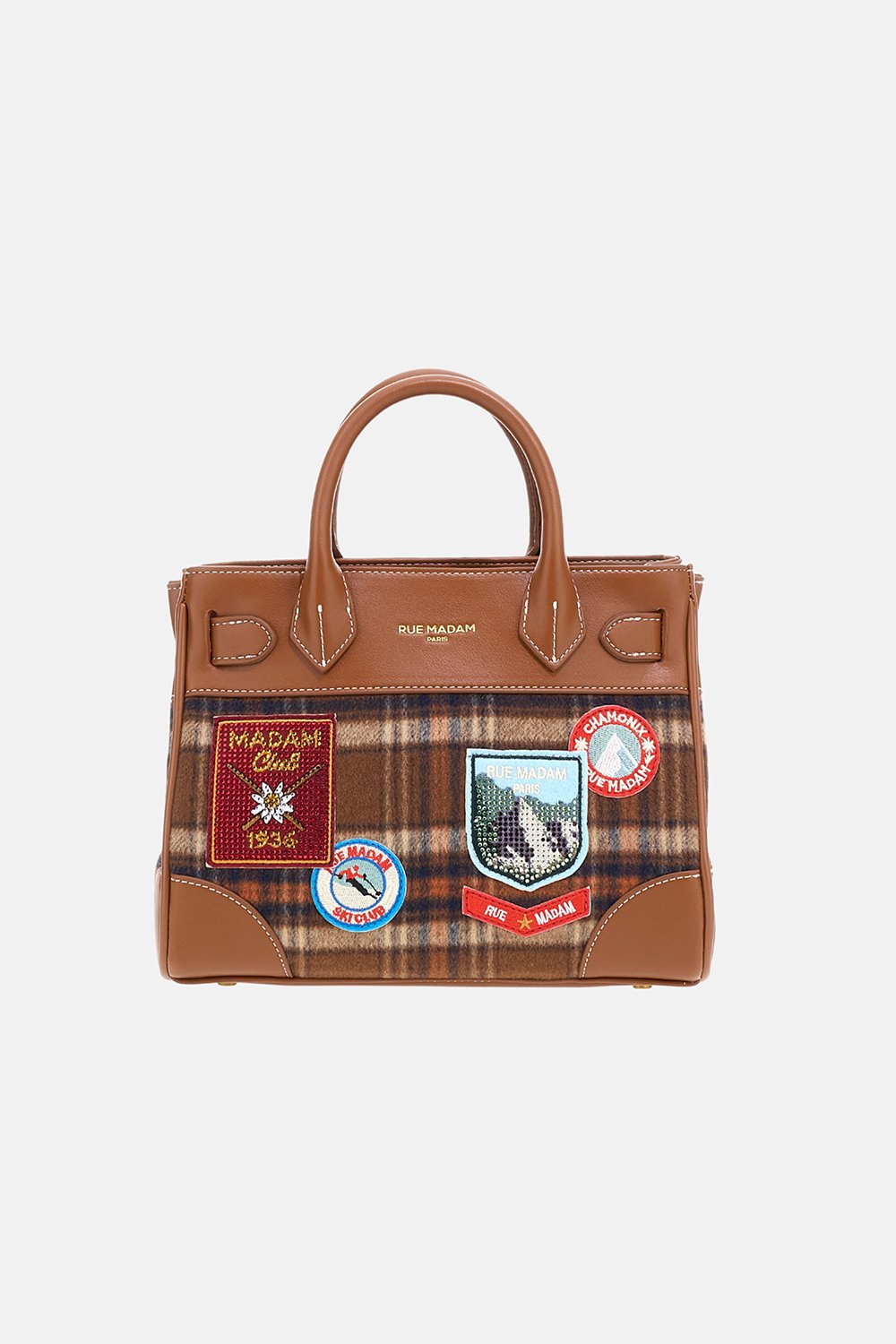 borsa chamonix mini tote CHAMONIX MINI TOTE TARTAN ORANGE RUE MADAM PARIS 
