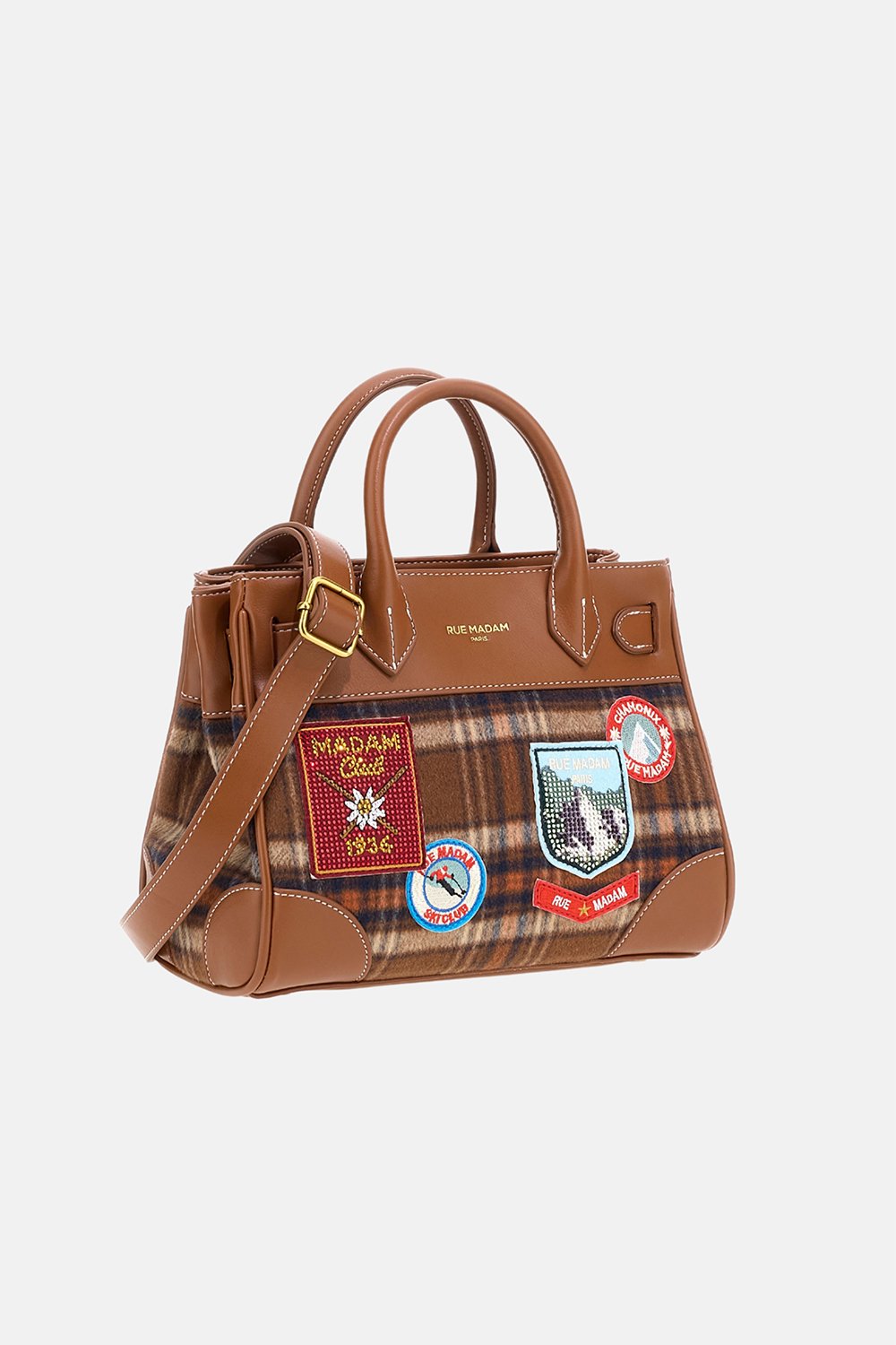 borsa chamonix mini tote CHAMONIX MINI TOTE TARTAN ORANGE RUE MADAM PARIS 