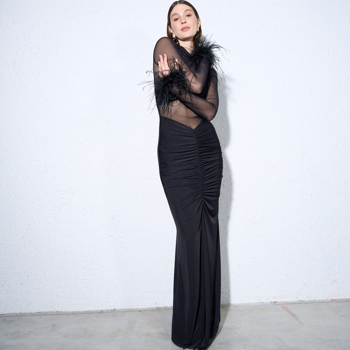 abito mabel con tulle AB4291 BLACK SILENCE 