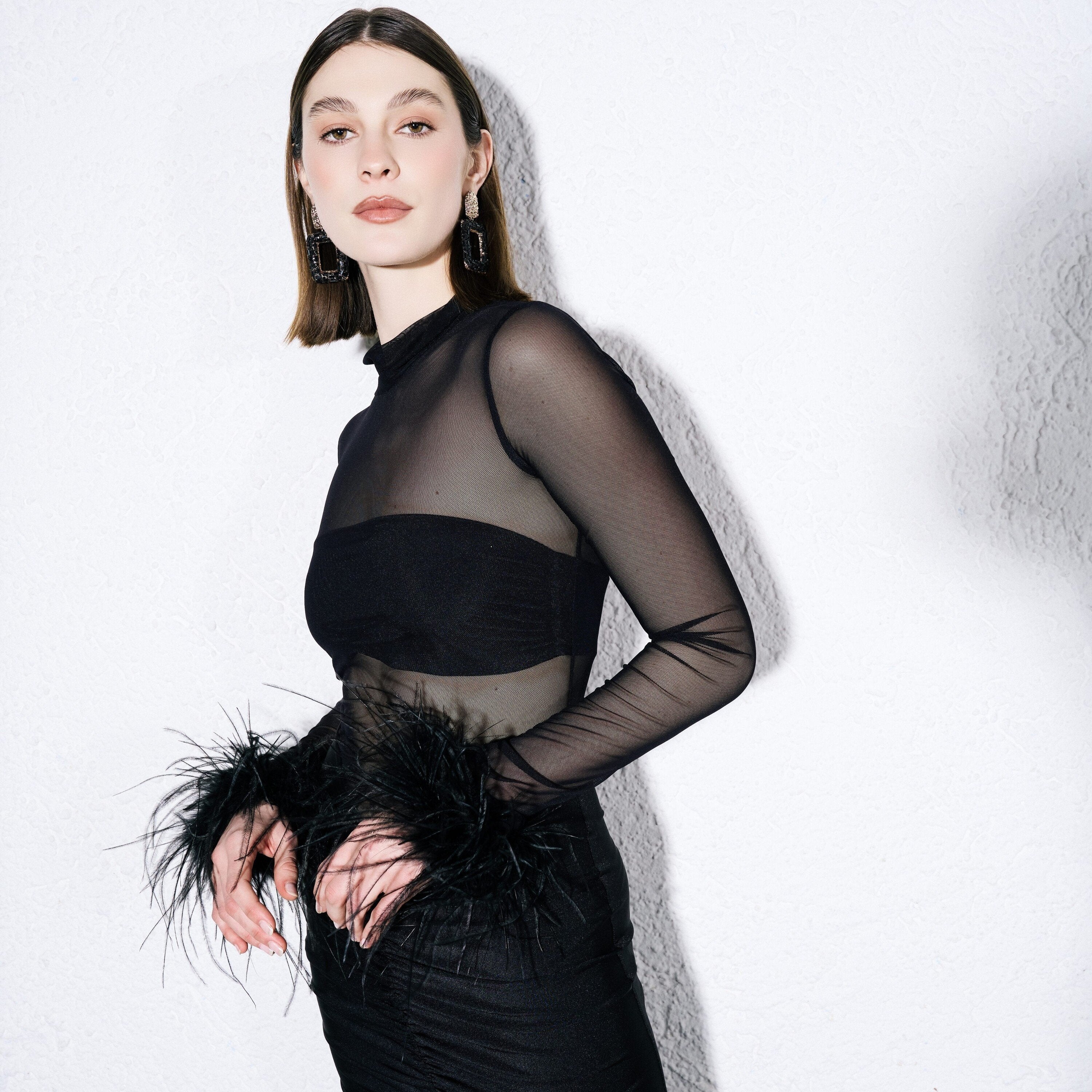 abito mabel con tulle AB4291 BLACK SILENCE 