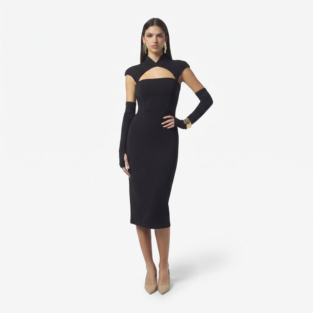 abito harlem con guantini SLAB047 BLACK SILENCE 