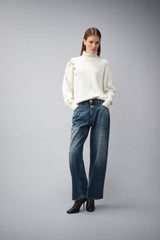 SIMONA CORSELLINI jeans con bottoni gioiello Blu