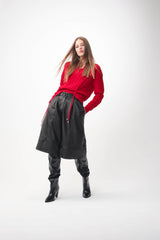 SIMONA CORSELLINI shorts ampi in pelle Nero