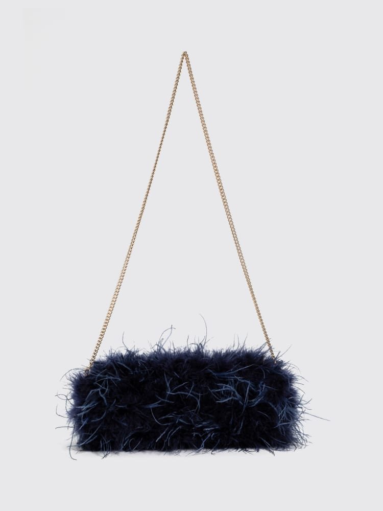 borsa in raso con piume di struzzo 262TD8130 01410 TWINSET 