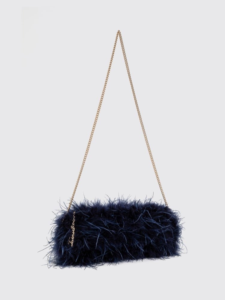 borsa in raso con piume di struzzo 262TD8130 01410 TWINSET 