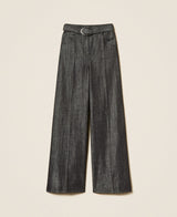 TWINSET ACTITUDE pantalone wide leg con cintura Nero