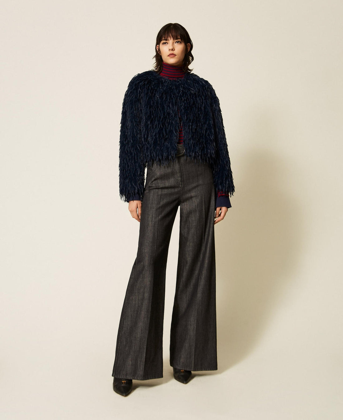 pantalone wide leg con cintura 262AP2062 01103 TWINSET ACTITUDE 
