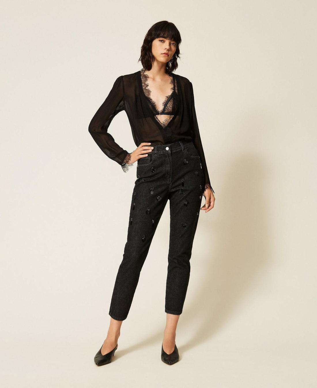 jeans skinny con ricamo 262AP2080 01103 TWINSET ACTITUDE 