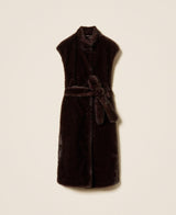 TWINSET ACTITUDE gilet lungo in faux fur Marrone