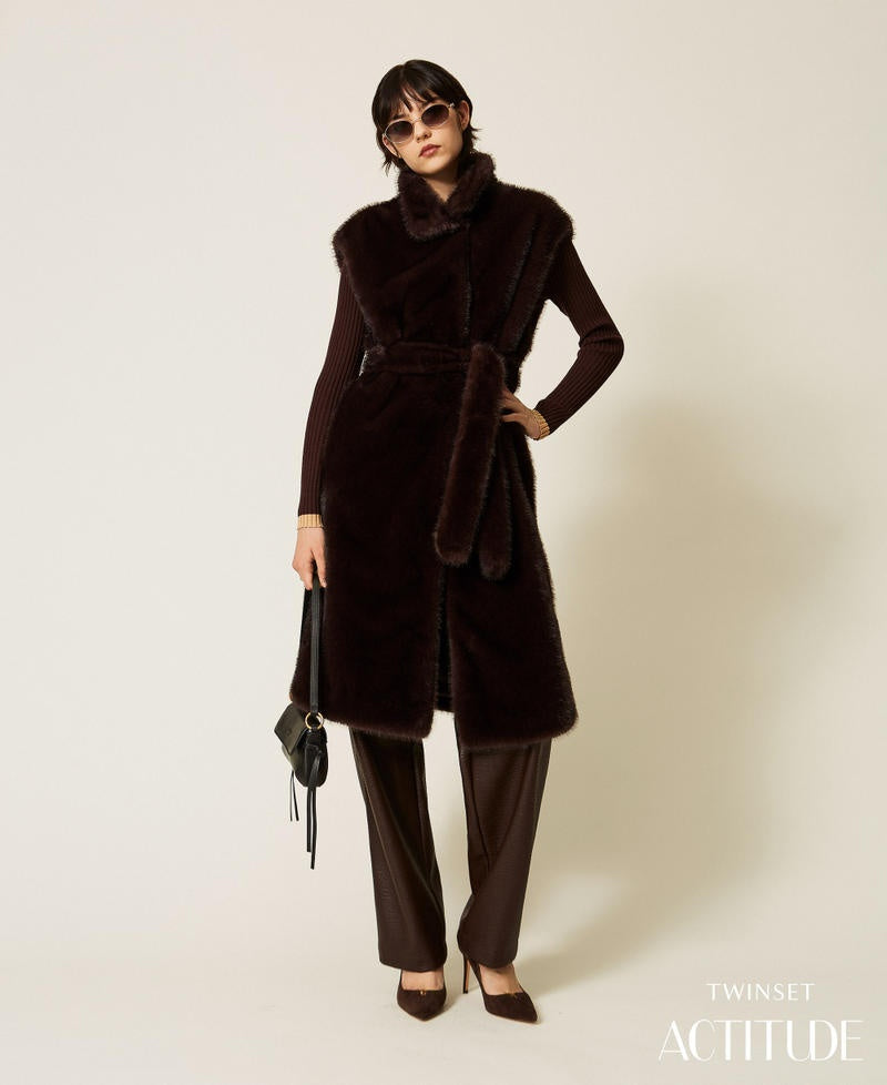 gilet lungo in faux fur 262AP2121 13655 TWINSET ACTITUDE 