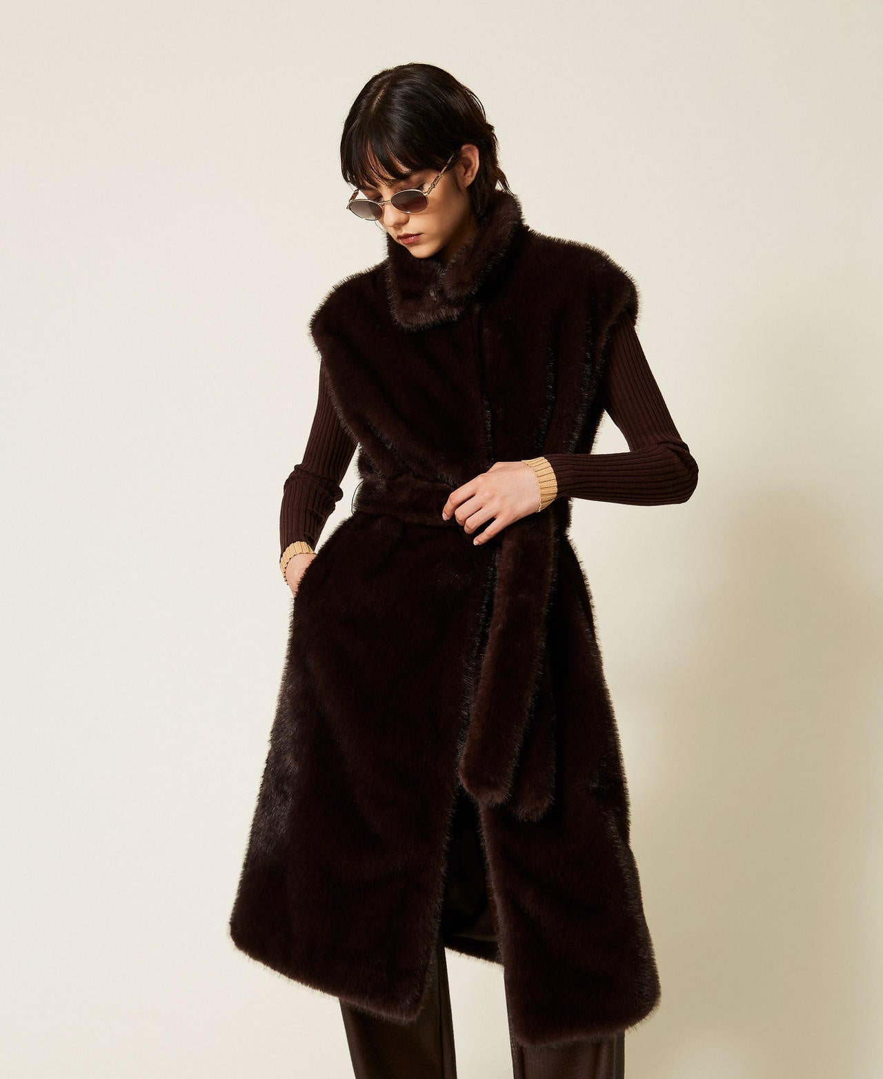 gilet lungo in faux fur 262AP2121 13655 TWINSET ACTITUDE 