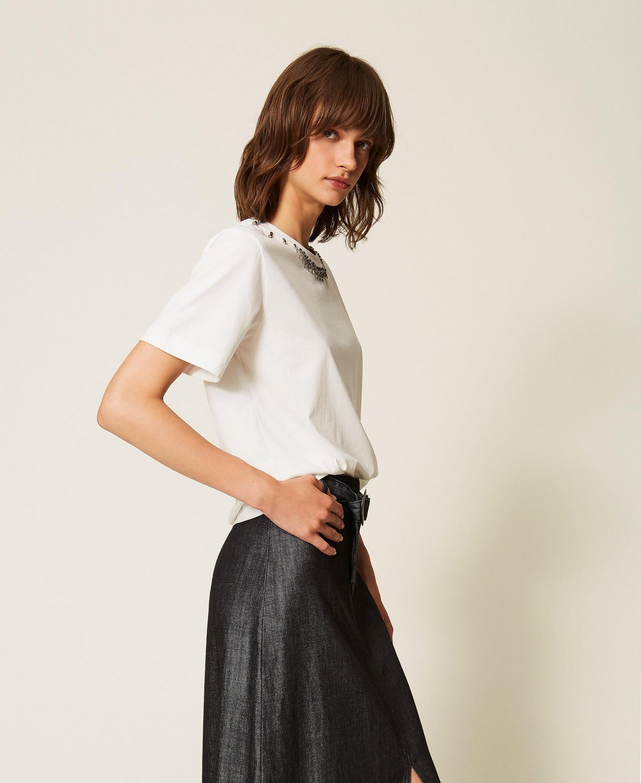 t-shirt con dettagli al collo 262AP2480 00526 TWINSET ACTITUDE 